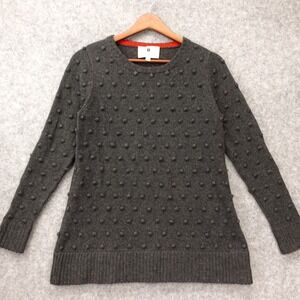 Lisa Perry Cashmere Sweater Womens XS Black  Merino Pom Pom Bobble Knit Chunky